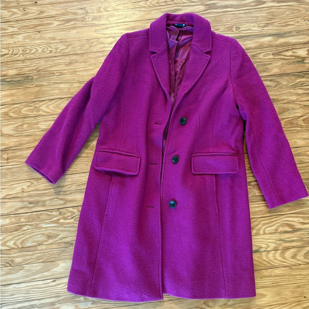Lands' End Women's Pink/Purple Wool Pea Coat Size 12